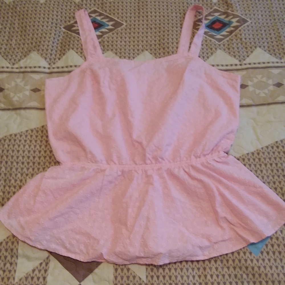 Pink Levi's eyelet peplum top